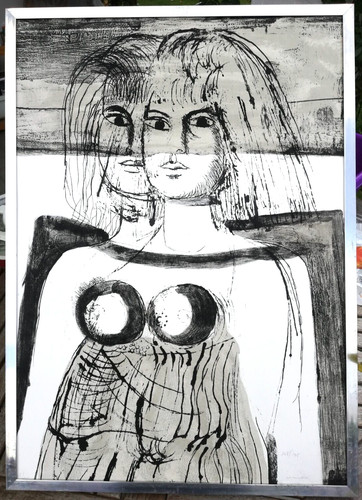 Litografia doppio ritratto di - ritratto,